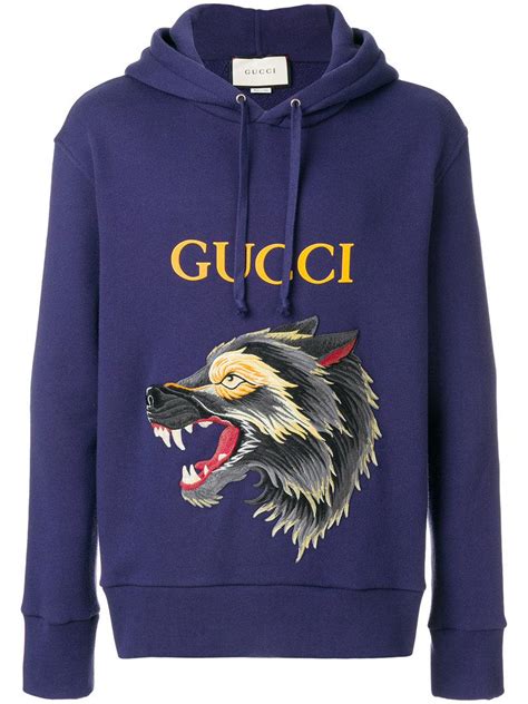 gucci blue wolf sweatshirt|Gucci oversized hoodie.